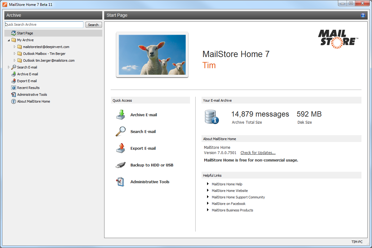 MailStore Home 10.1.2.12457 software screenshot