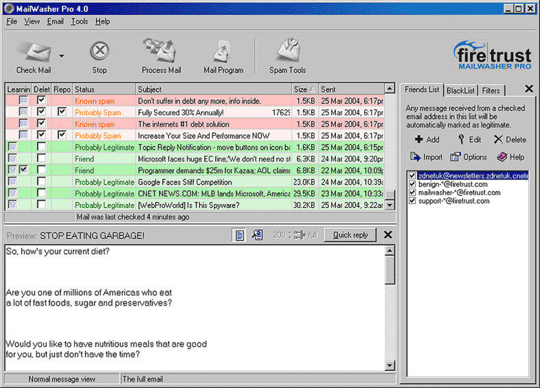 MailWasher Pro 4.1.9 software screenshot