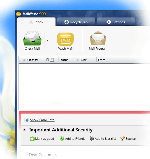 MailWasherPRO 7.9.0 software screenshot