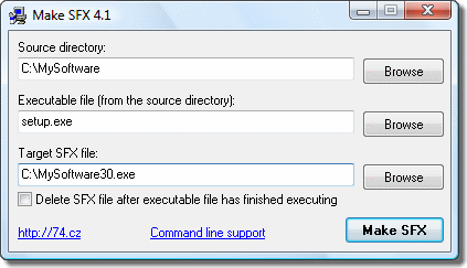 Make SFX 5.4.44.150 software screenshot