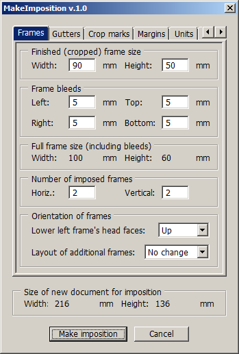 MakeImposition 1.0 software screenshot
