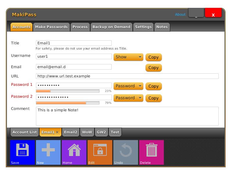 MakiPass 1.1 software screenshot