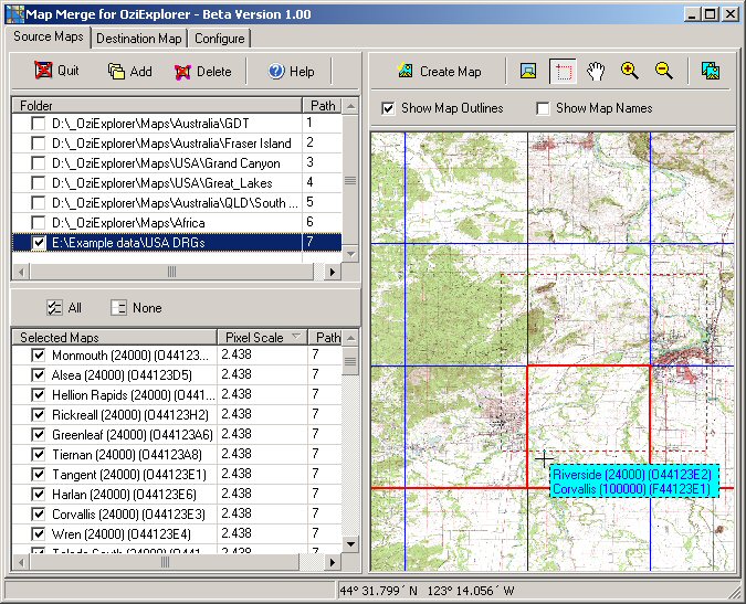 Map Merge for OziExplorer 1.28 software screenshot