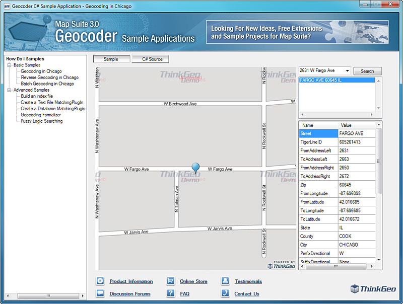 Map Suite Geocoder 5.5.0.91 software screenshot