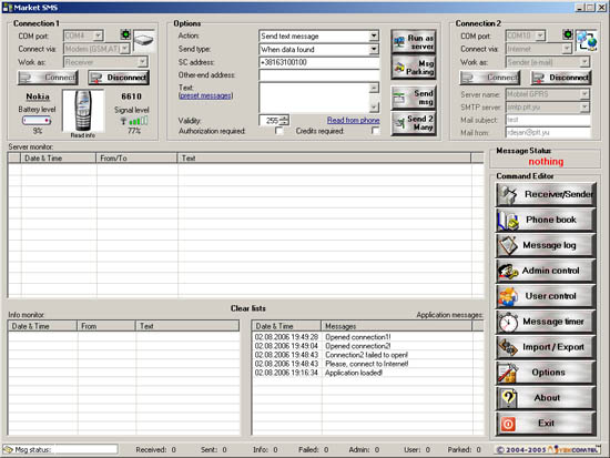 MarketSMS 2.3 software screenshot