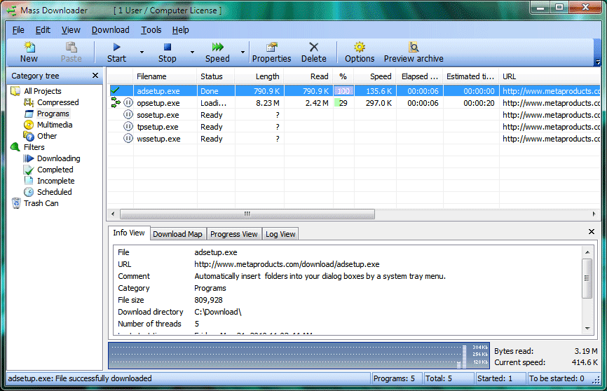 Mass Downloader 3.9 software screenshot