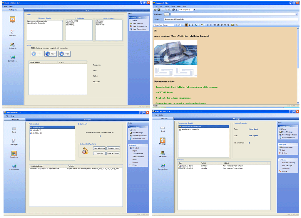 Mass eMailer 3.5.4 software screenshot