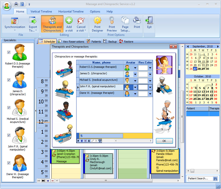 Massage and Chiropractic Service 2.6 software screenshot
