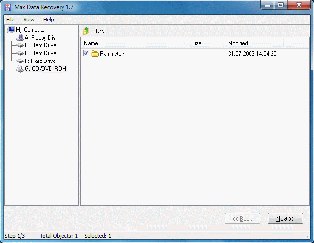Max Data Recovery 1.7 software screenshot