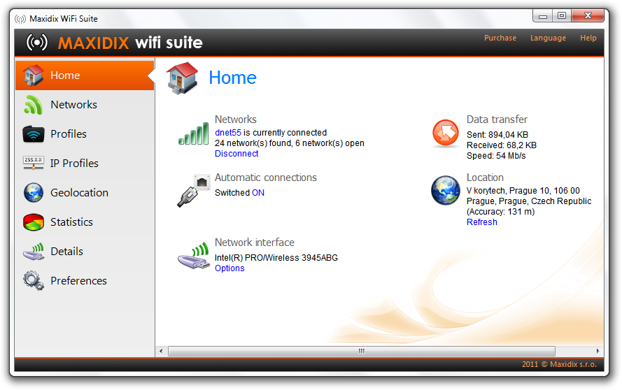 Maxidix Wifi Suite 11.11.8.71 software screenshot