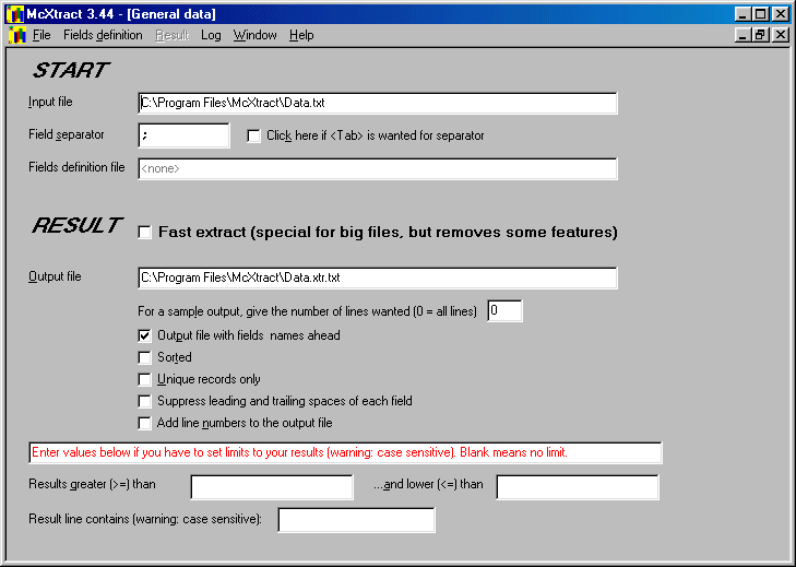 McXtract 3.44 software screenshot