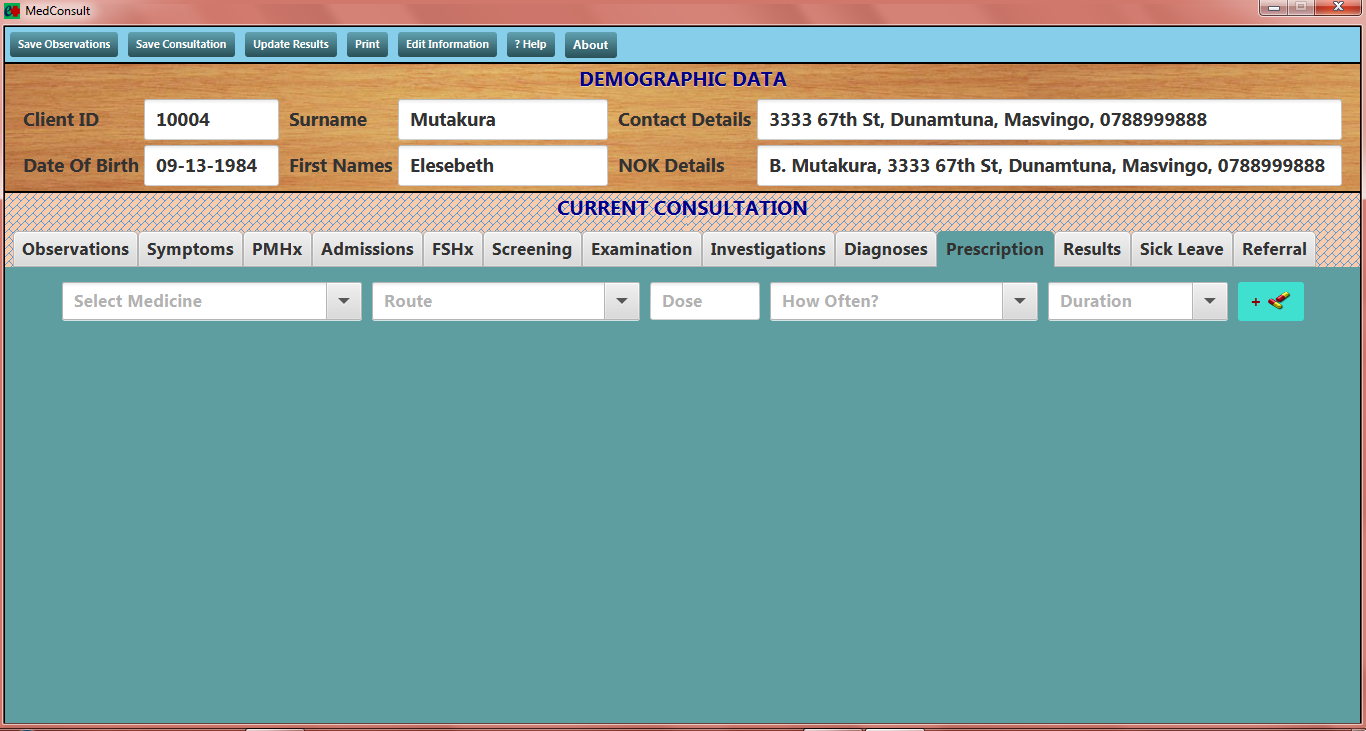 MedConsult 6.1 software screenshot