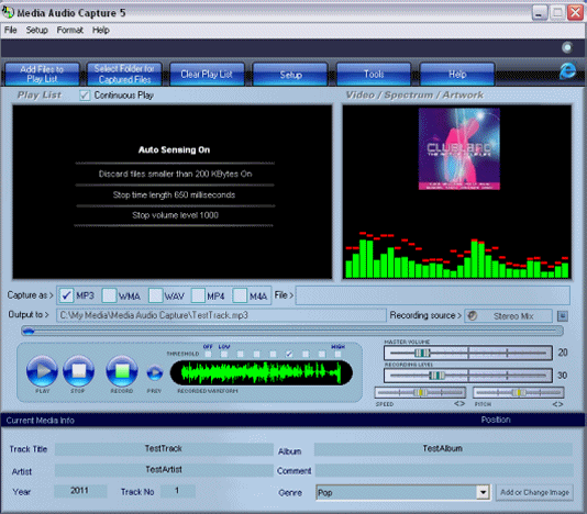 Media Audio Capture 5.2.4.7 software screenshot