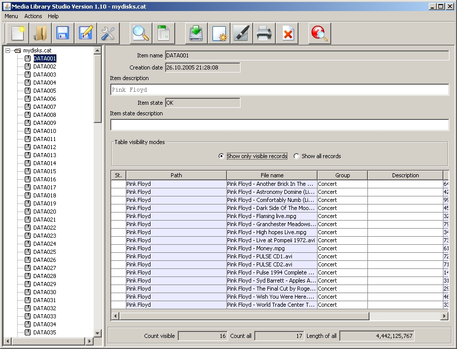 Media Library Studio 1.10 software screenshot