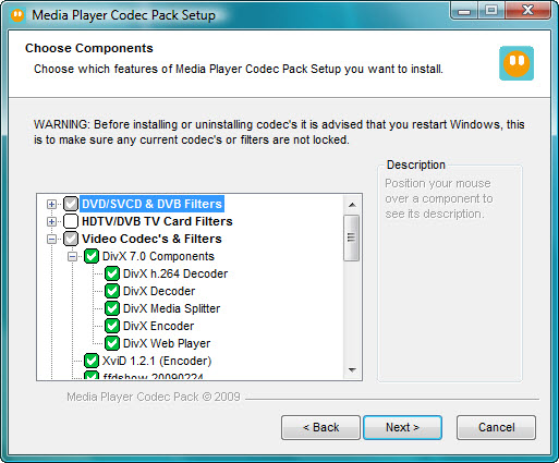 Media Player Codec Pack Lite 4.3.8 software screenshot