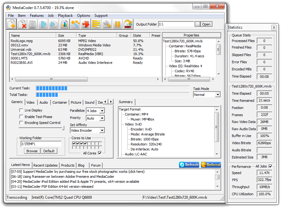 MediaCoder 0.8.48.5888 software screenshot