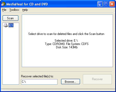 MediaHeal for CD and DVD 1.0.0937 software screenshot