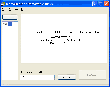 MediaHeal for Removable Disks 1.0.0910 software screenshot