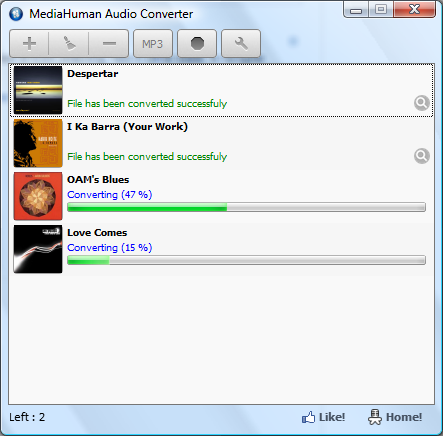 MediaHuman Audio Converter 1.9.6.2 (1511) software screenshot