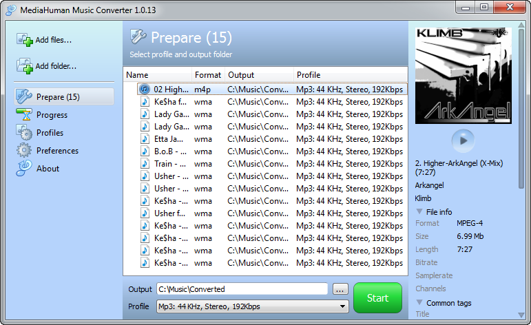 MediaHuman Music Converter 1.1 software screenshot