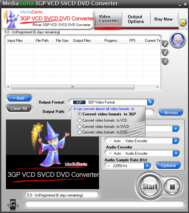 MediaSanta 3GP VCD SVCD DVD Converter 5.0 software screenshot