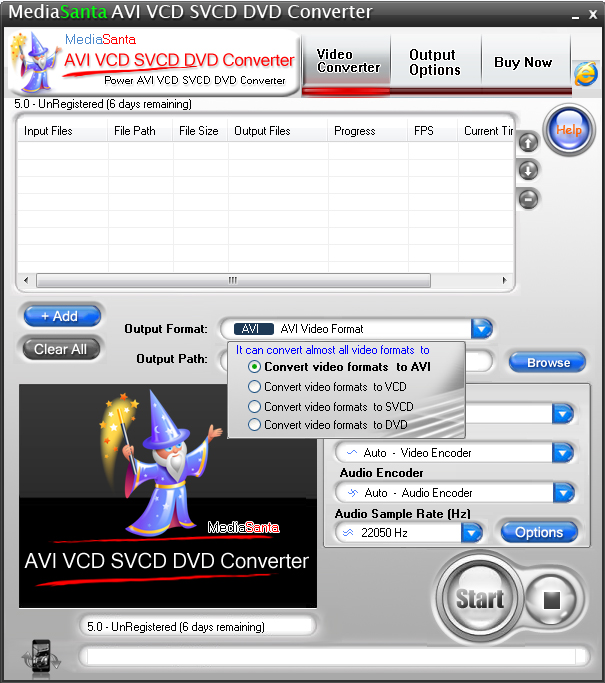 MediaSanta AVI VCD SVCD DVD Converter 5.0 software screenshot