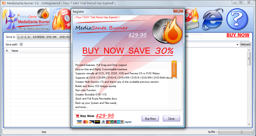MediaSanta Burner 5.0 software screenshot