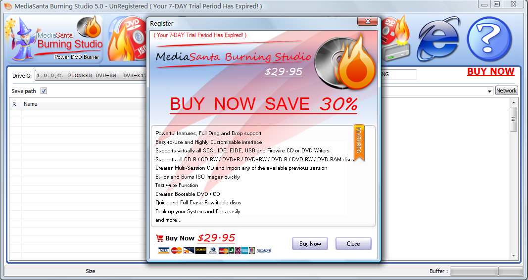 MediaSanta Burning Studio 5.0 software screenshot