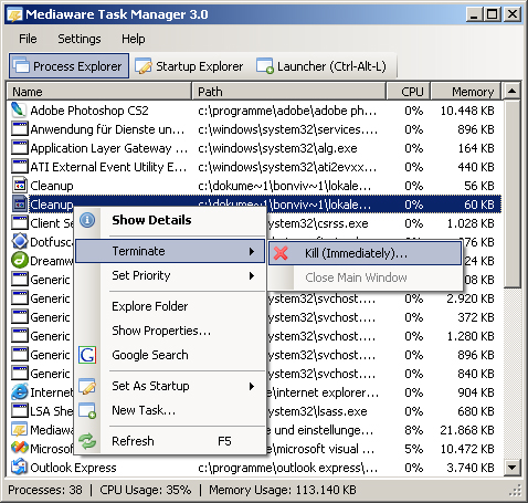 Mediaware Task Manager 3.0 software screenshot