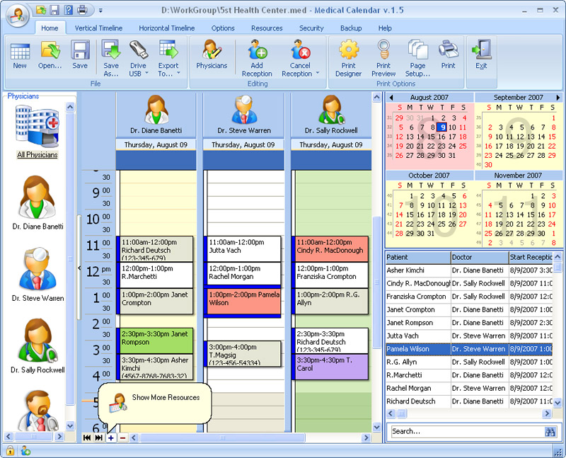Medical Calendar for Workgroup 4.8 software screenshot