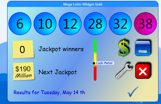 Mega Lotto Widget Gold 1.5.1.0 software screenshot