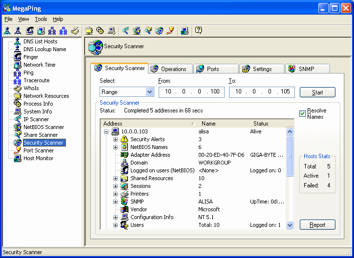 MegaPing 4.8 software screenshot