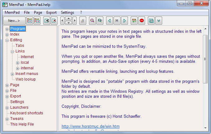 MemPad 3.61 software screenshot