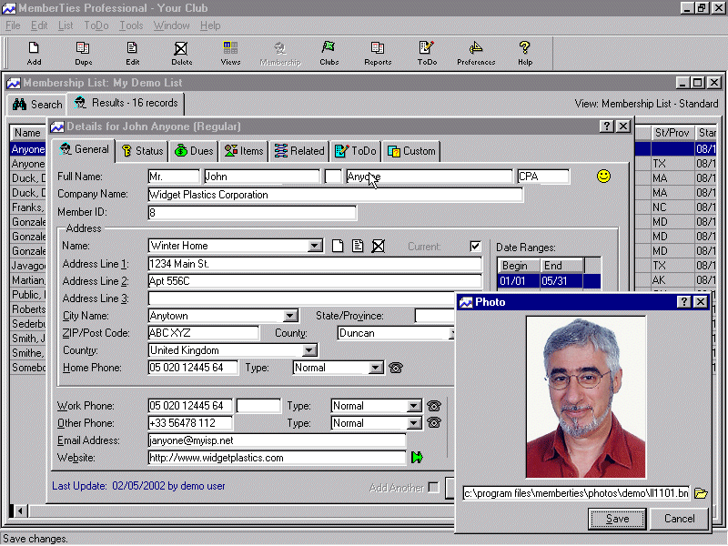 MemberTies Professional 4.21 software screenshot