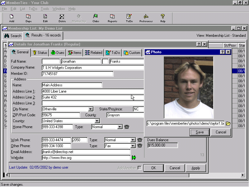 MemberTies 6.60 software screenshot