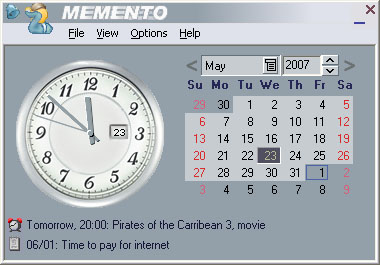 Memento 2.6 software screenshot