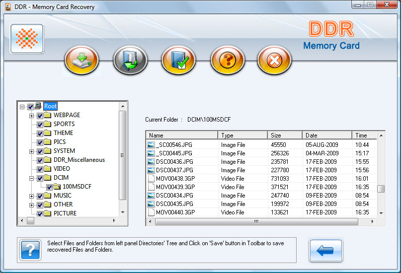 Memory card Data Recovery Software 3.0.1.5 software screenshot