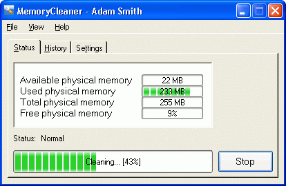 MemoryCleaner 1.47 software screenshot