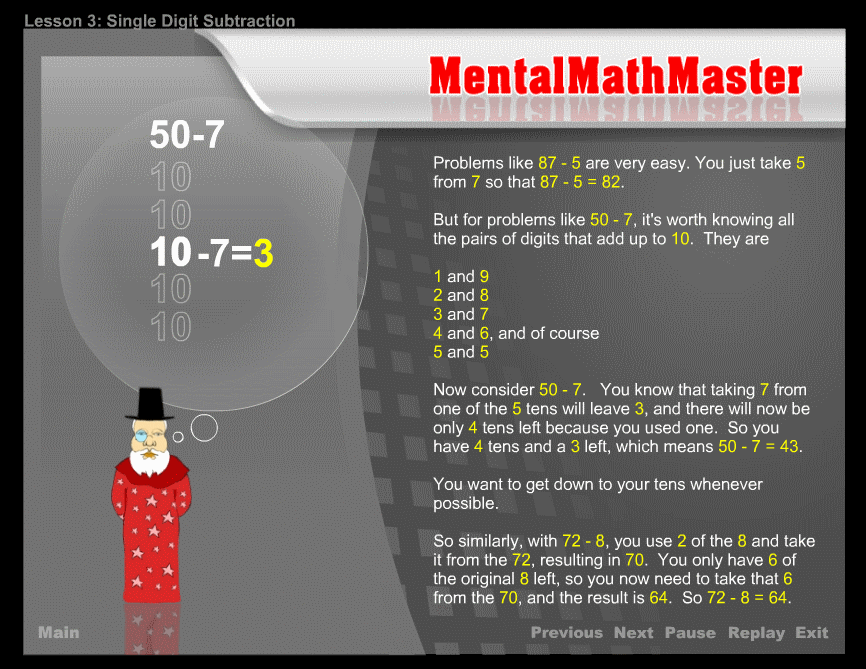 Mental Math Master 1.2 software screenshot