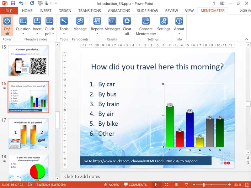 Mentometer Plug-in for PowerPoint 2.2.015 software screenshot