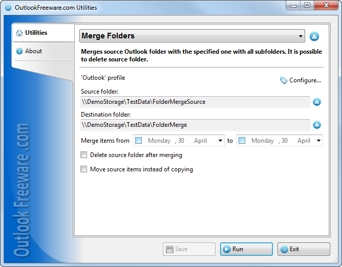Merge Folders 2.5 software screenshot