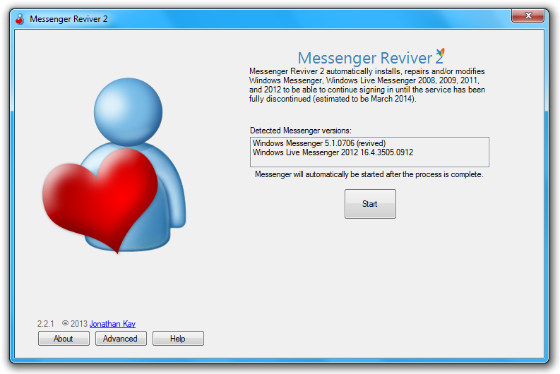 Messenger Reviver 2.4.8.9 software screenshot