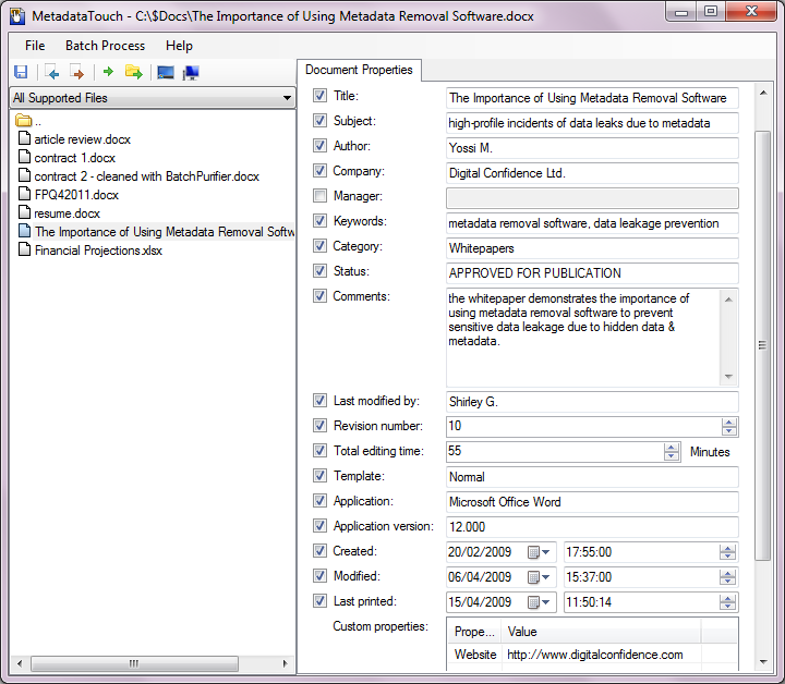 MetadataTouch 7.0 software screenshot