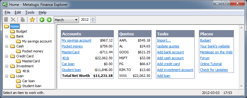 Metalogic Finance Explorer 8.1.0 software screenshot