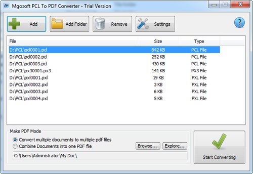 Mgosoft PCL To PDF Converter 11.5.1 software screenshot
