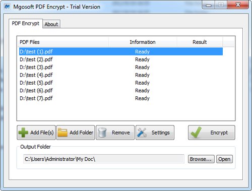 Mgosoft PDF Encrypt SDK 9.5.12 software screenshot