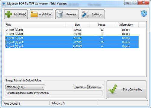 Mgosoft PDF To TIFF Converter 11.1.230 software screenshot