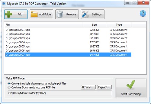 Mgosoft XPS To PDF Converter 11.4.7 software screenshot