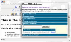 Micro CMS 3.5 software screenshot