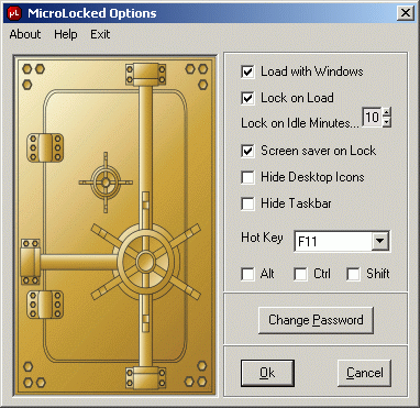 MicroLocked 1.9 software screenshot